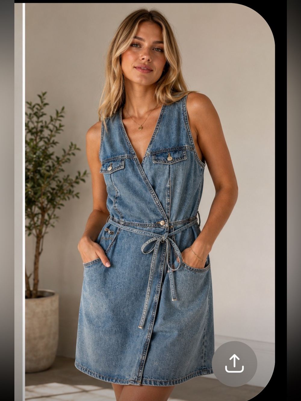 Z. CAVARICCI NATURALS Denim Wrap Mini Dress in Light Blue
